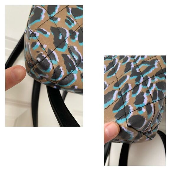 Ted baker, London, leopard cheetah, animal print, mini backpack shaded olive